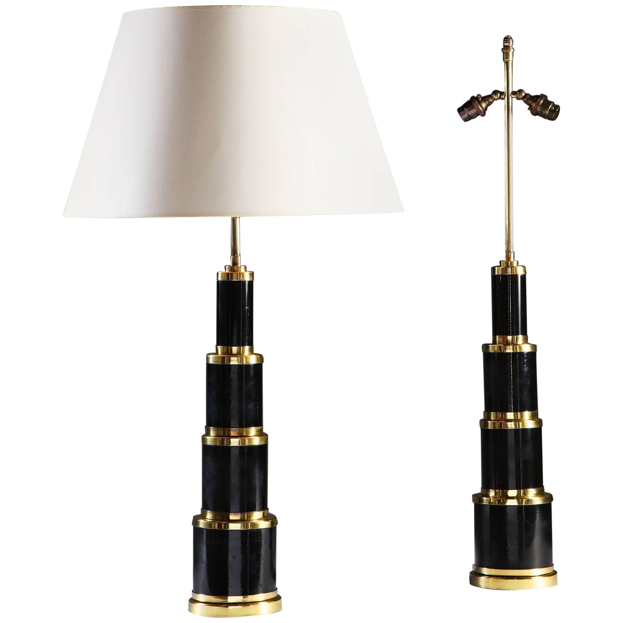 Fine Pair of Telescopic Lamps Attributed to Maison Charles