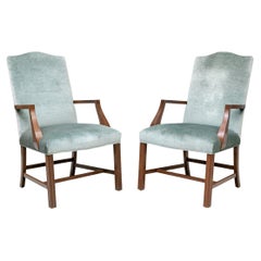 Fine Pair Of Velvet Upholstered Georgian Style Armchairs