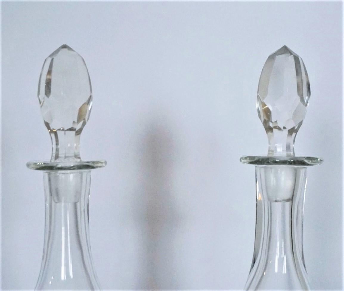 19th Century Fine Pair of Victorian Hand Blown Engraved Crystal Decanters, circa 1860-1870 For Sale