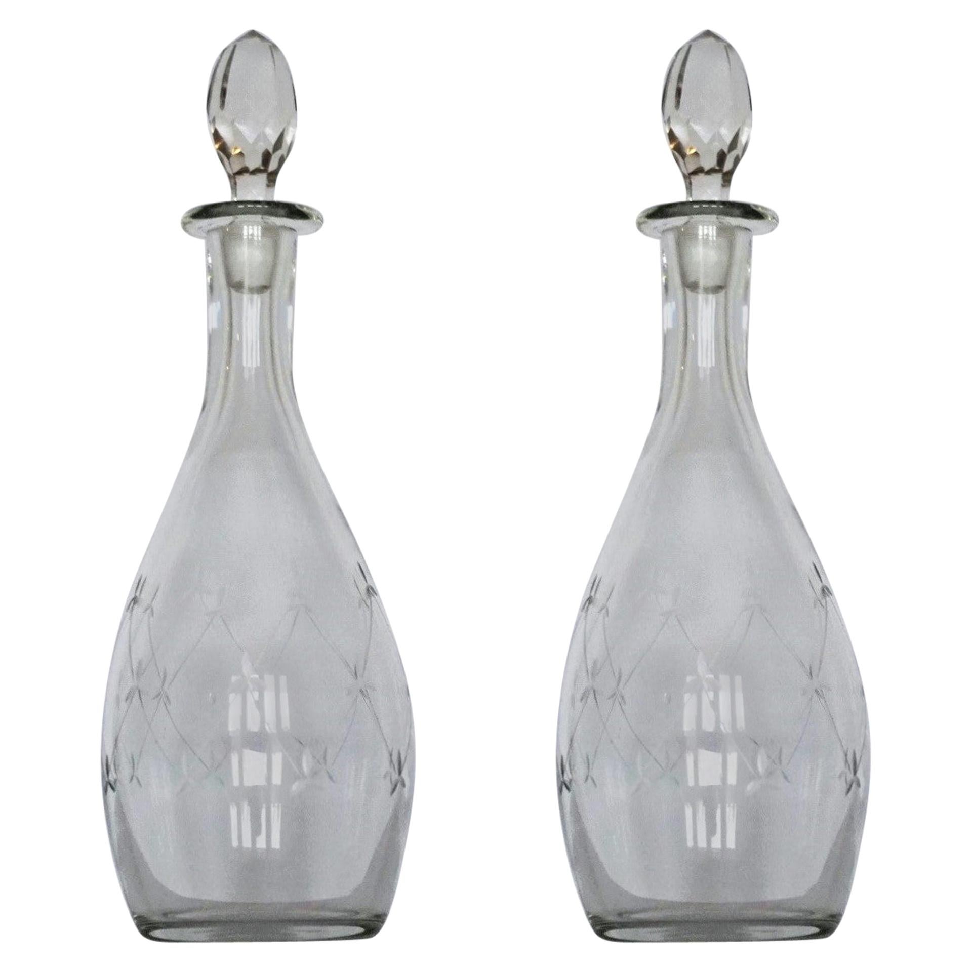 Fine Pair of Victorian Hand Blown Crystal Decanters, circa 1860-1870
