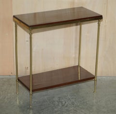 FINE PAIR OF VINTAGE CONTINENTAL TWO TIER BRASS ETAGERE SiDE END LAMP TABLES