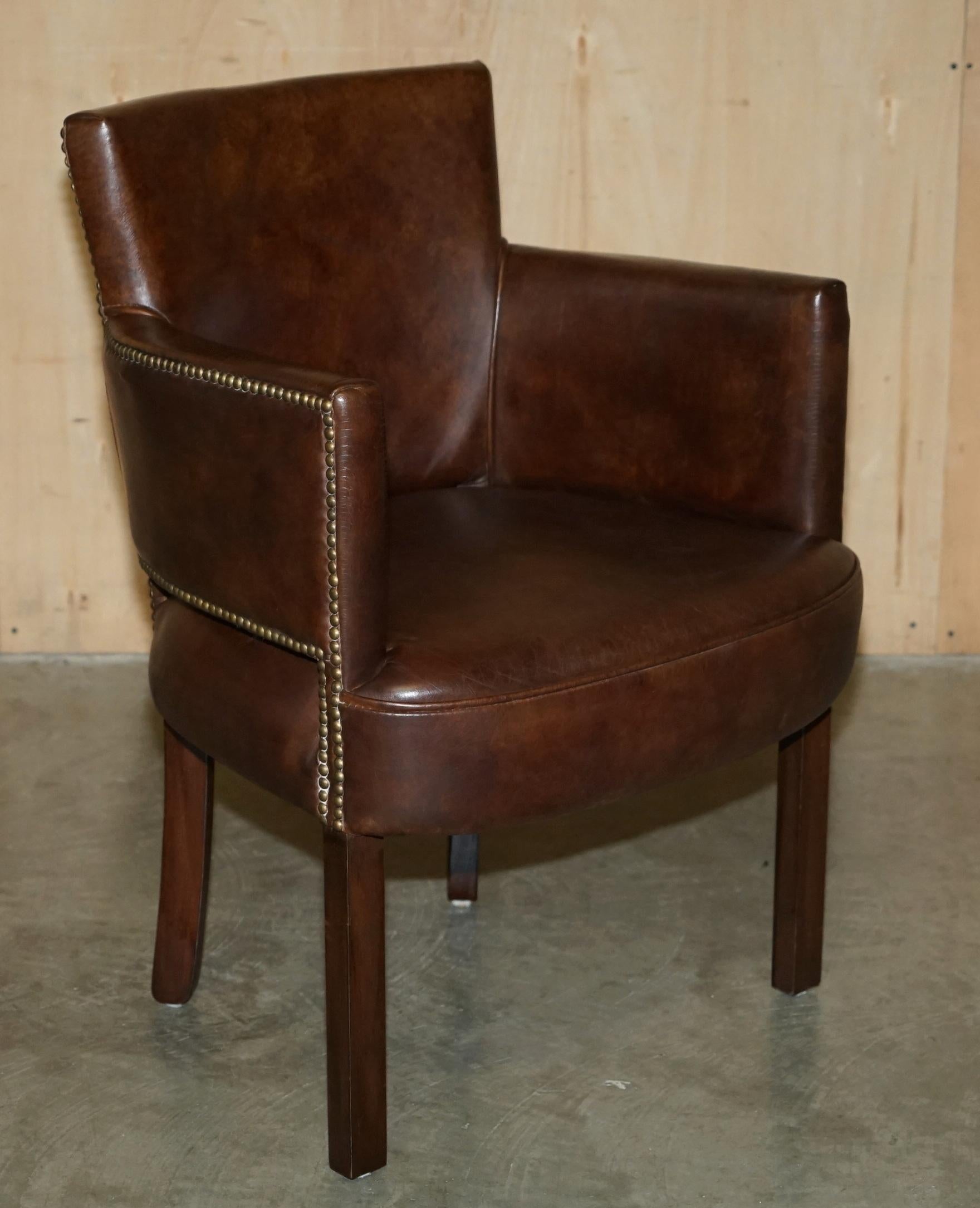 FINE PAIR OF ViNTAGE HALO HERITAGE BROWN LEATHER OCCASIONAL OR DINING CHAIRS 4