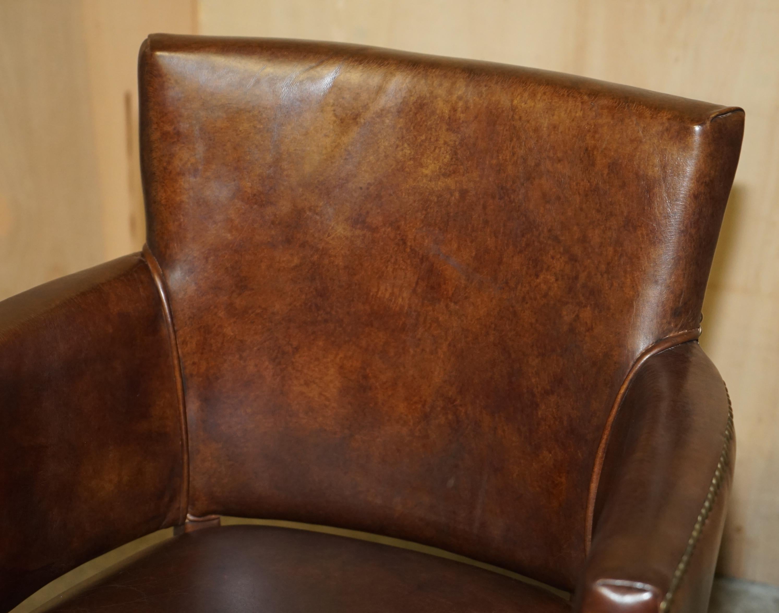 FINE PAIR OF ViNTAGE HALO HERITAGE BROWN LEATHER OCCASIONAL OR DINING CHAIRS 5