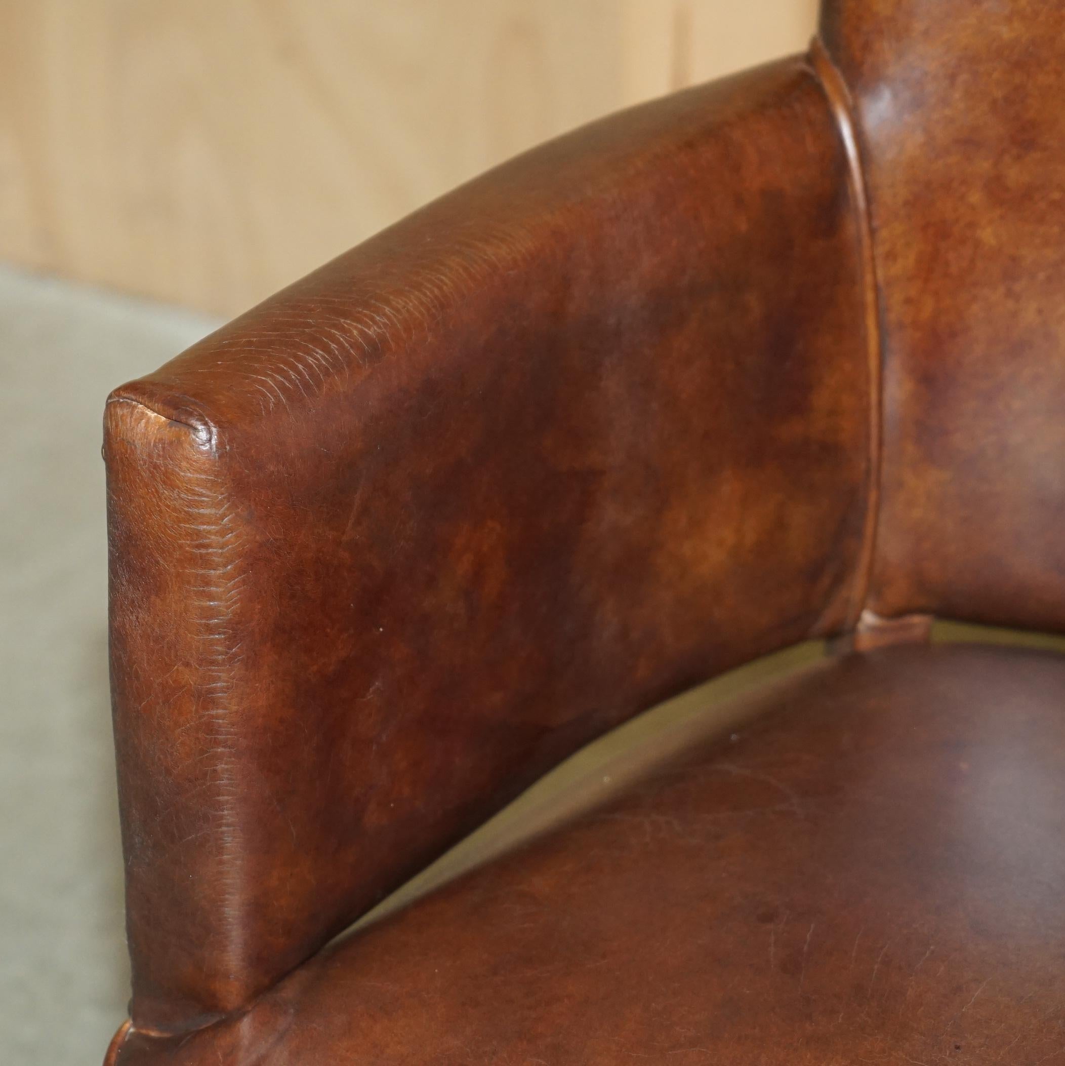 FINE PAIR OF ViNTAGE HALO HERITAGE BROWN LEATHER OCCASIONAL OR DINING CHAIRS 7