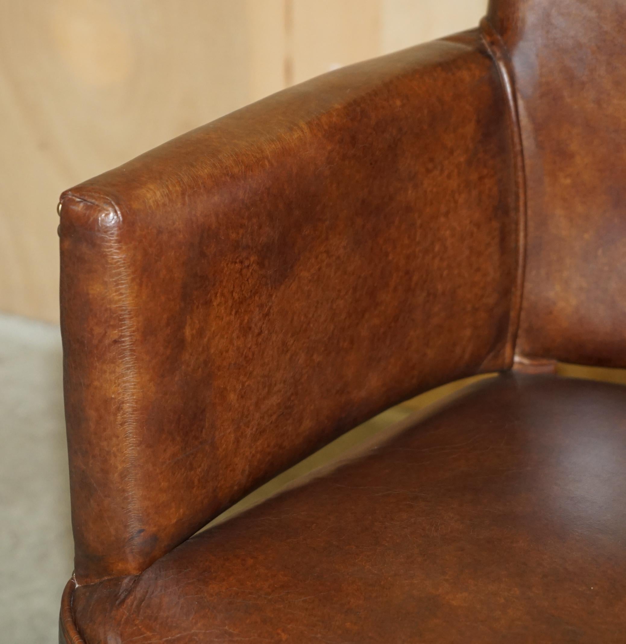 Hand-Crafted FINE PAIR OF ViNTAGE HALO HERITAGE BROWN LEATHER OCCASIONAL OR DINING CHAIRS