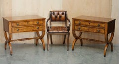 FINE PAIR OF VINTAGE TOWNHOUSE ITALIAN NEOCLASSIC TUSCAN BURR OAK SiDEBOARDS
