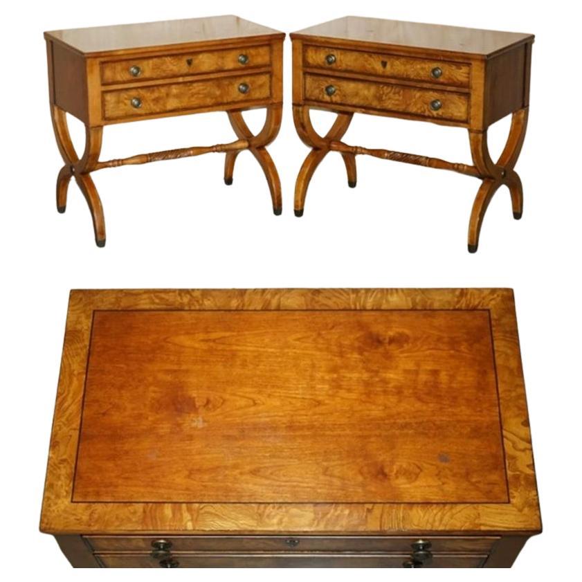 FINE paire de SIDEBOARDS DE TOWNHOUSE italienne NEOCLASSIC TUSCAN BURR OAK VINTAGE en vente