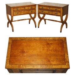 FINE PAIR OF VINTAGE TOWNHOUSE ITALIAN NEOCLASSIC TUSCAN BURR OAK SiDEBOARDS