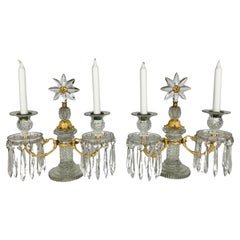 Paire de candélabres en cristal taillé montés en bronze doré attribués à Apsley Pellatt