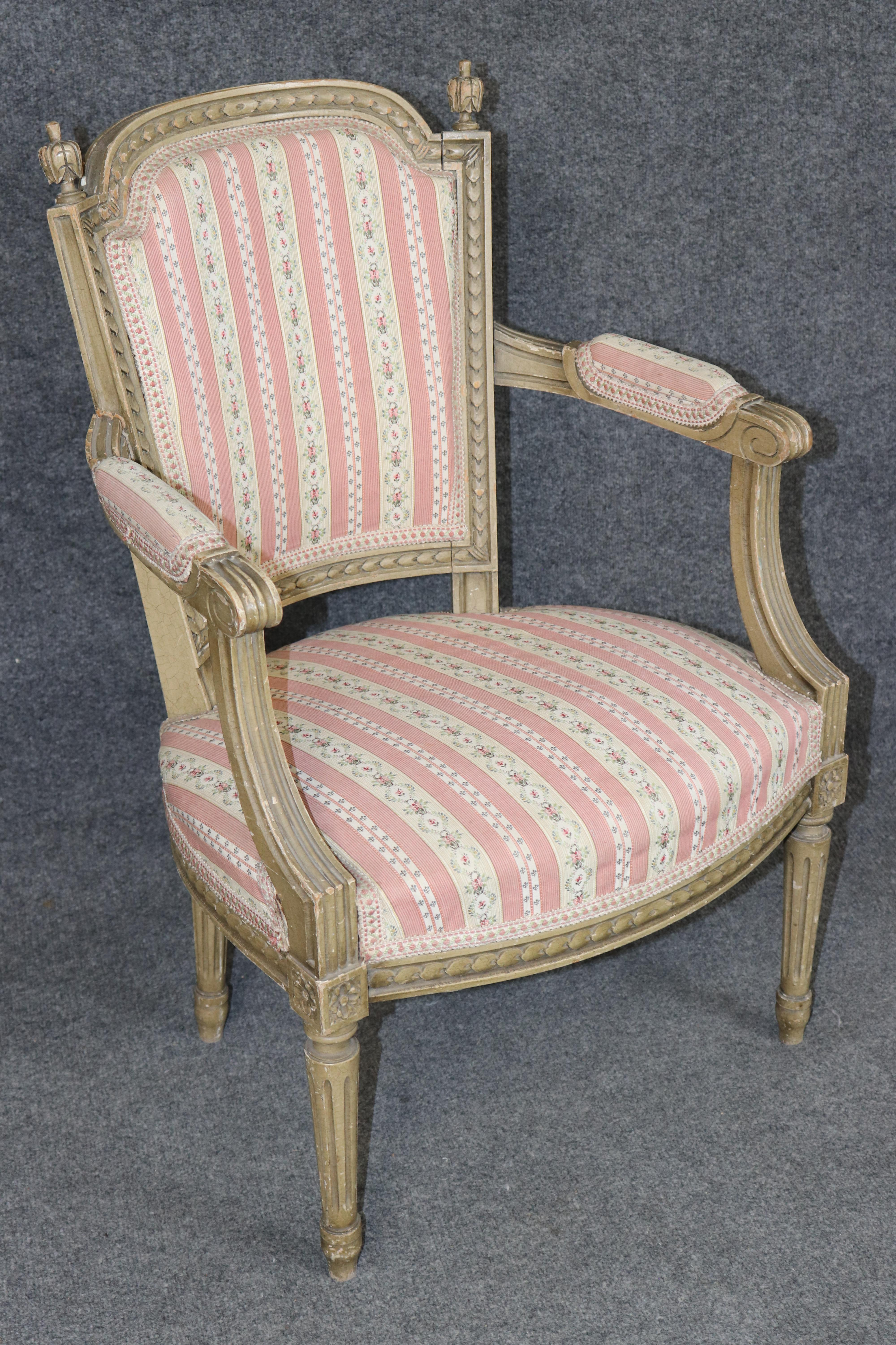 Paire de fauteuils Louis XVI décorés à la peinture, époque 1920, Directoire, France en vente 1