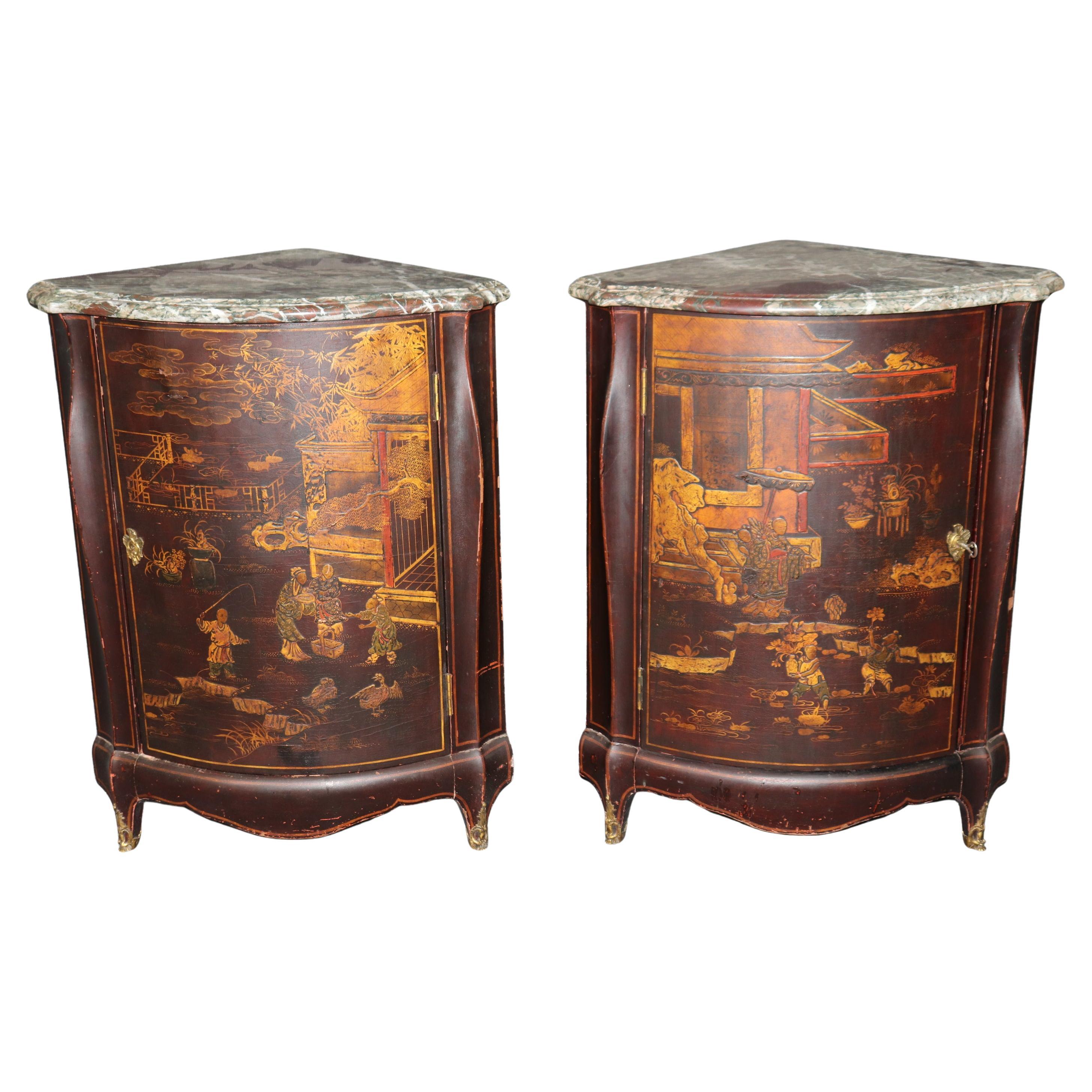 Fino Par Raro Firmado Maison Jansen Chinoiserie Encoignures Armarios de Esquina