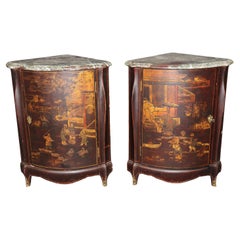 Fino Par Raro Firmado Maison Jansen Chinoiserie Encoignures Armarios de Esquina