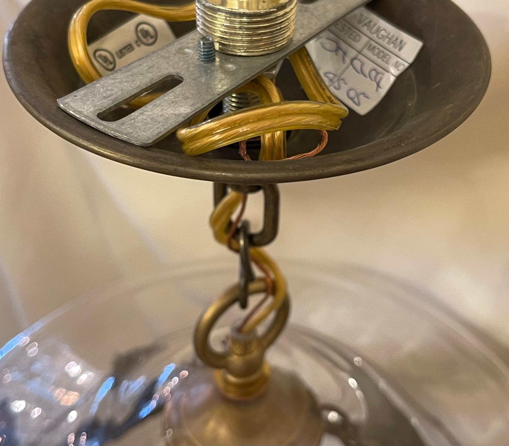 Fine Pair Regency Vaughan Designs English Bronze Bell Jar Blown Glass Lanterns 1