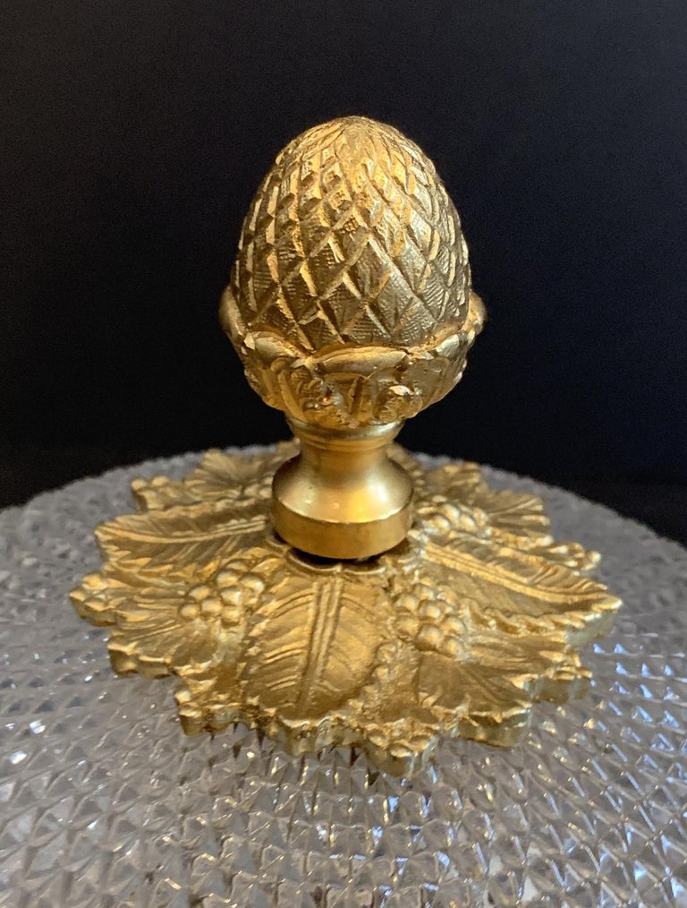 Pair of Sherle Wagner Flush Mount Bronze Crystal / Glass Acorn Finial