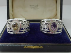 Fine Pair Silver & Cairngorm Stone Napkin Rings - 1927
