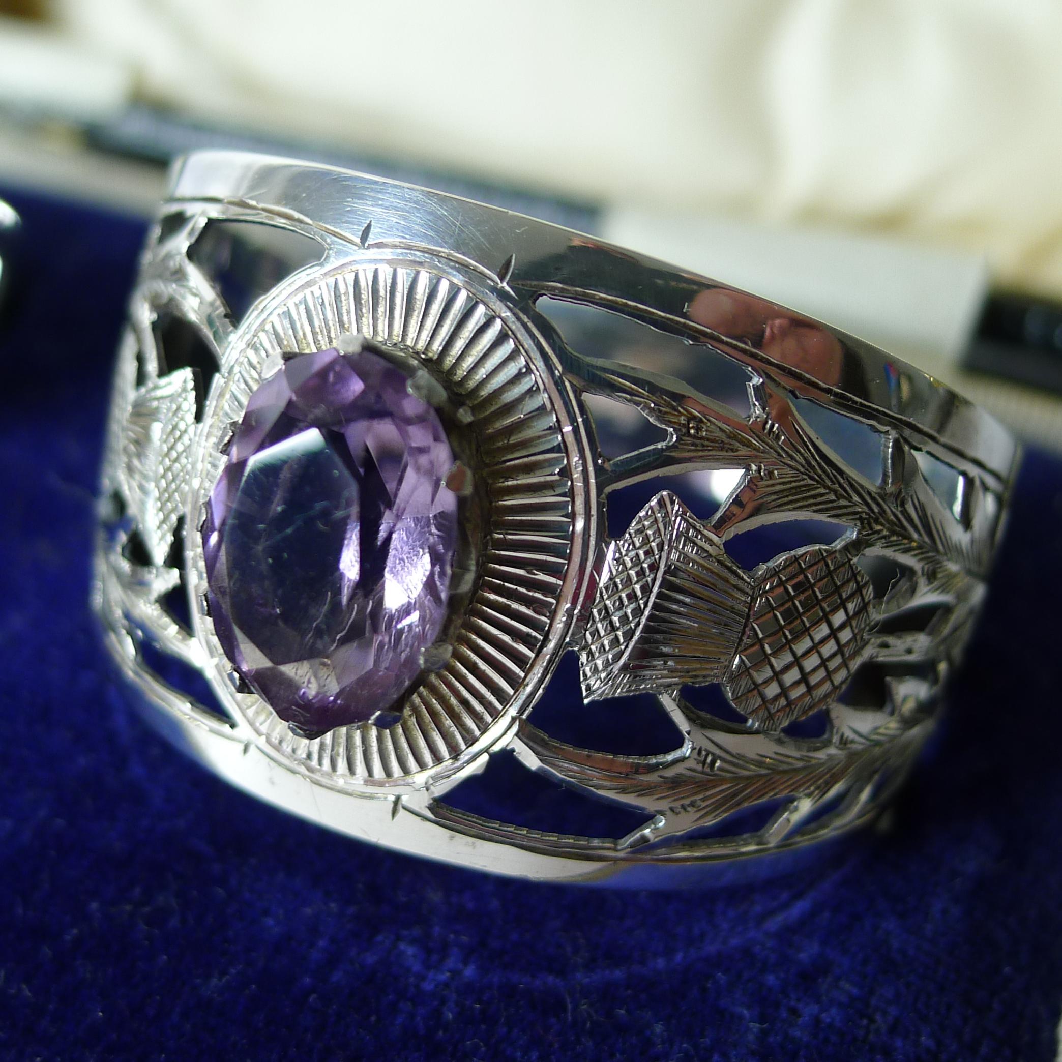 Fine Pair Silver & Cairngorm Stone Napkin Rings - 1927 Británico en venta