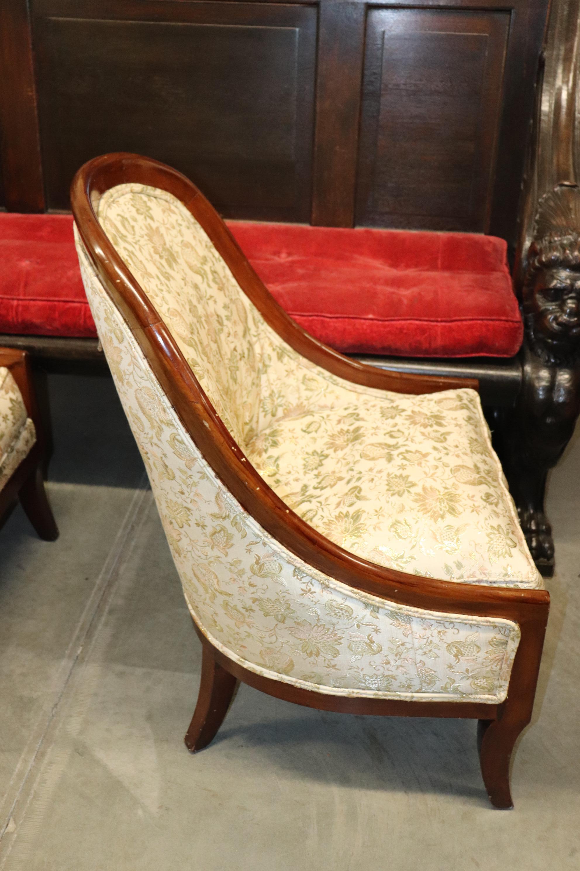 Fine Pair Solid Mahogany English Regency Tub Style Lounge Club Chairs Circa 1890 1