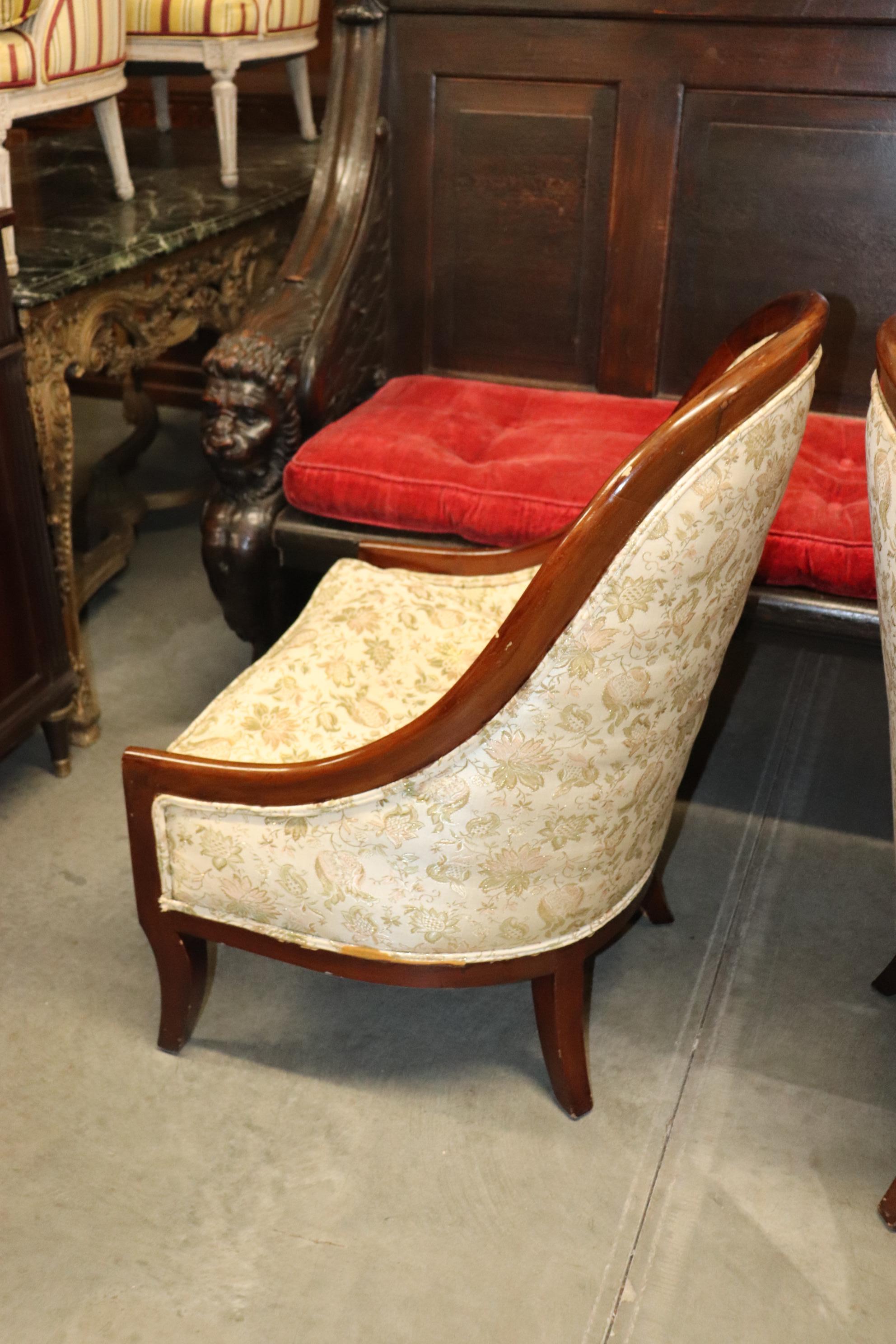 Fine Pair Solid Mahogany English Regency Tub Style Lounge Club Chairs Circa 1890 2