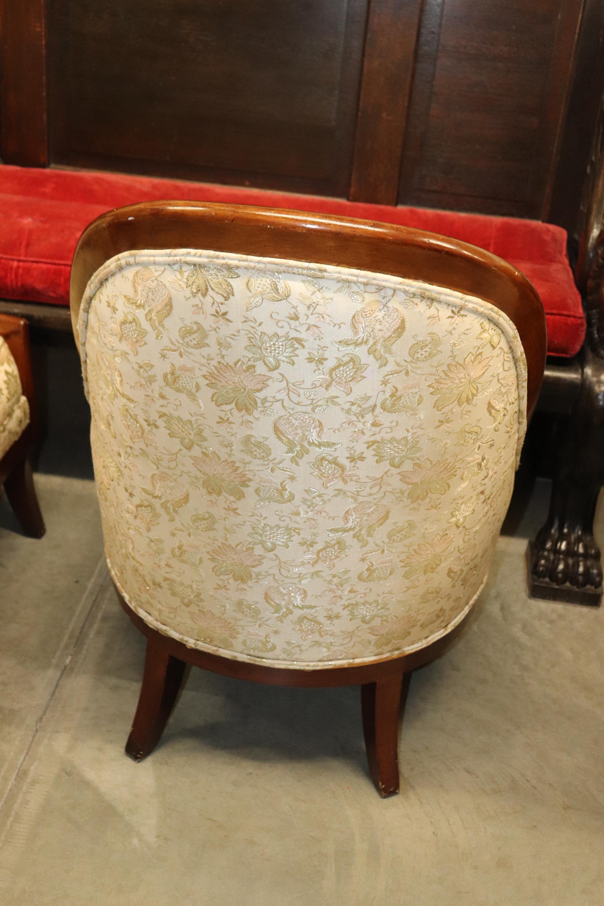 Fine Pair Solid Mahogany English Regency Tub Style Lounge Club Chairs Circa 1890 3