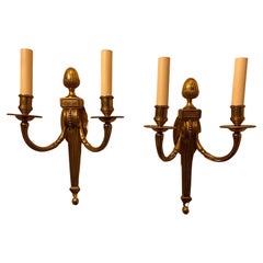 Fine Pair Vaughan Designs French Empire Neoclassical Bronze Urn Finial Sconces