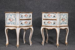 Fine Pair Venetian Italian Paint Decorated Nightstands Night Tables, Circa 1920s