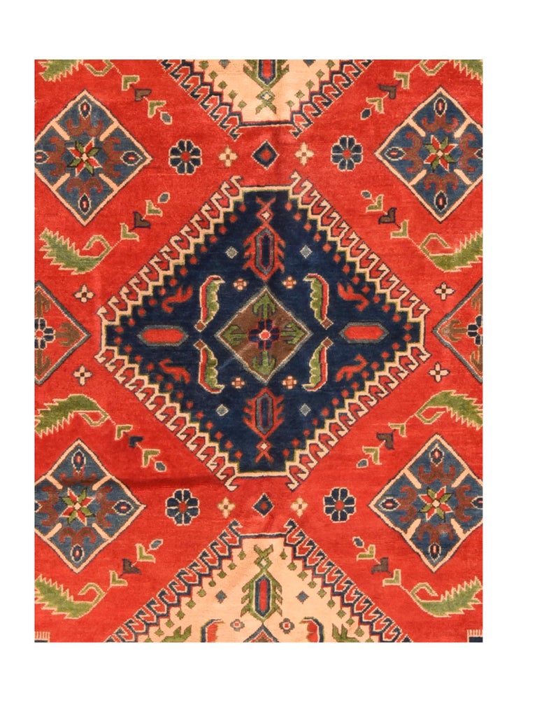 Pakastani Rug Fine Pak Red Kazak Pakistani Rug, Hand Knotted For Sale at 1stDibs