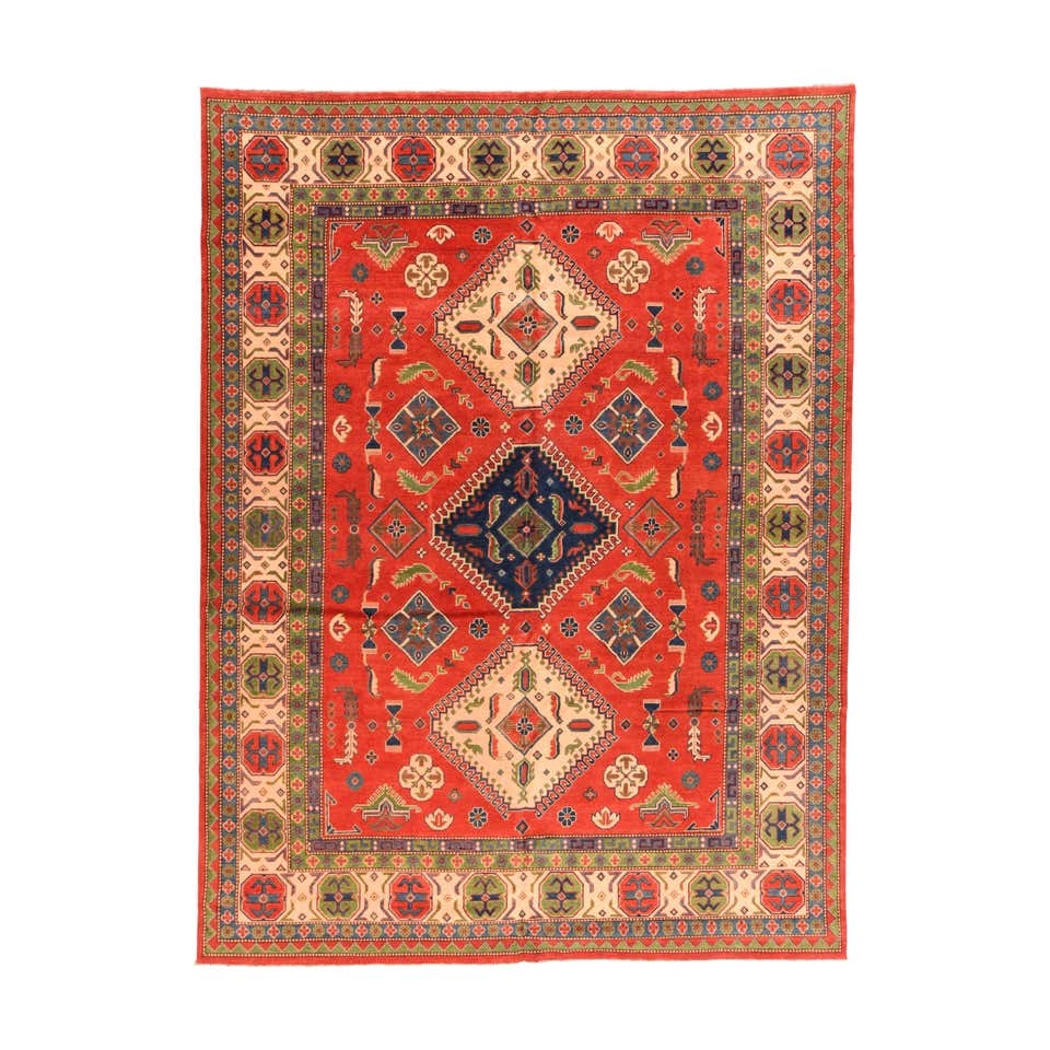 Fine Pak Red Kazak Pakistani Rug, Hand Knotted For Sale at 1stDibs