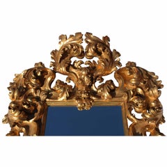 Fine Palatial Italian 19th Century Florentine Giltwood Carved Mirror Frame