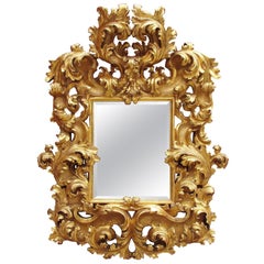 Fine Palatial Italian 19th Century Florentine Giltwood Carved Mirror Frame