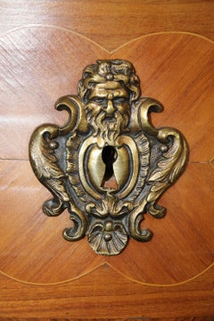 Fine Pale Walnut French Louis XV bronze Mounted Marble Top 3 Drawer Commode