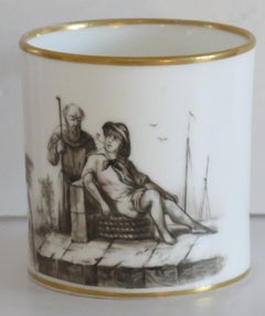 Fine Old Paris Porcelain Coffee Can and 'En Grisaille', French circa 1810