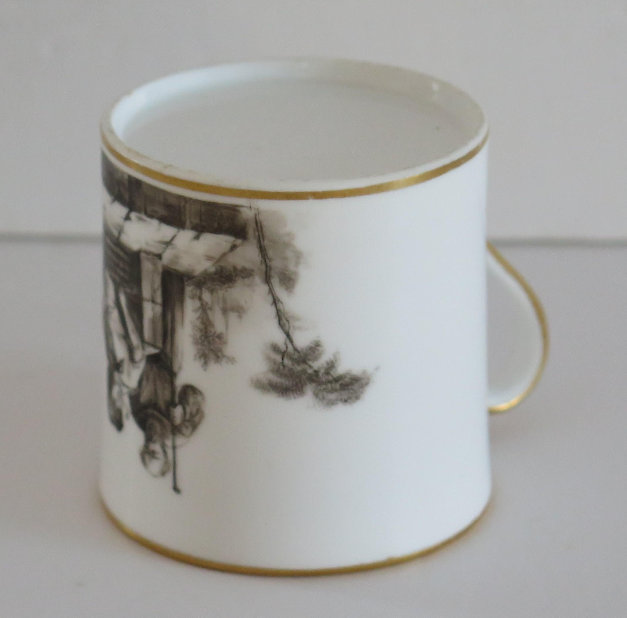 19th Century Fine Paris Porcelain Coffee Can and 'En Grisaille', French circa 1810 For Sale