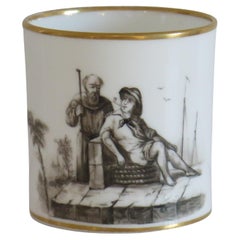 Antique Fine Paris Porcelain Coffee Can and 'En Grisaille', French circa 1810