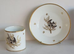 Old Paris Porcelain Coffee Can & Saucer Duo hand painted, French circa 1800