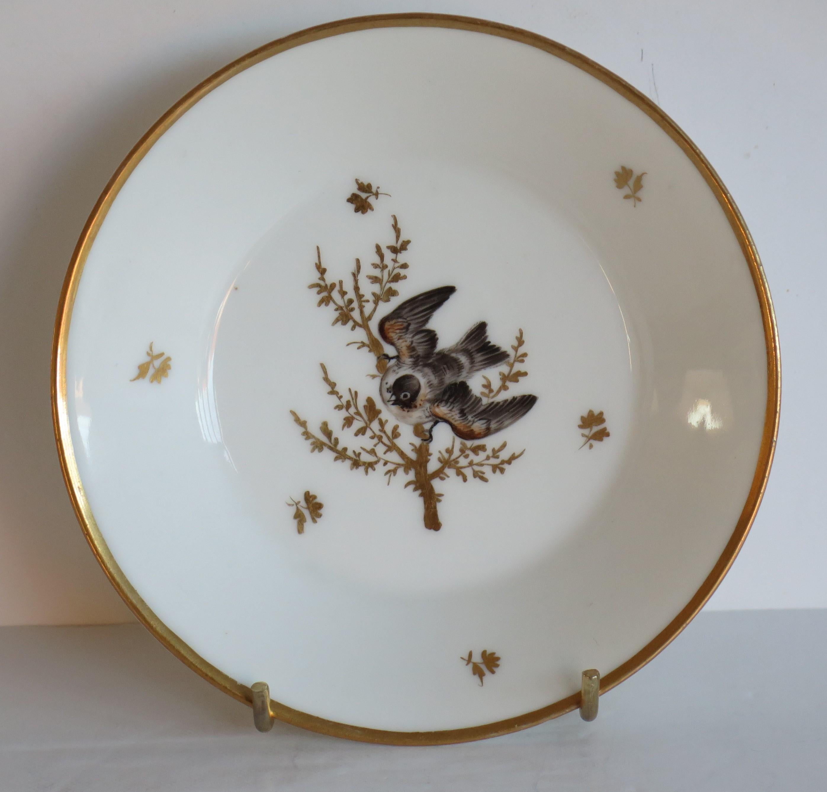 Dúo de cafetera y platito de porcelana fina de París pintada a mano, francesa circa 1800 Georgiano en venta