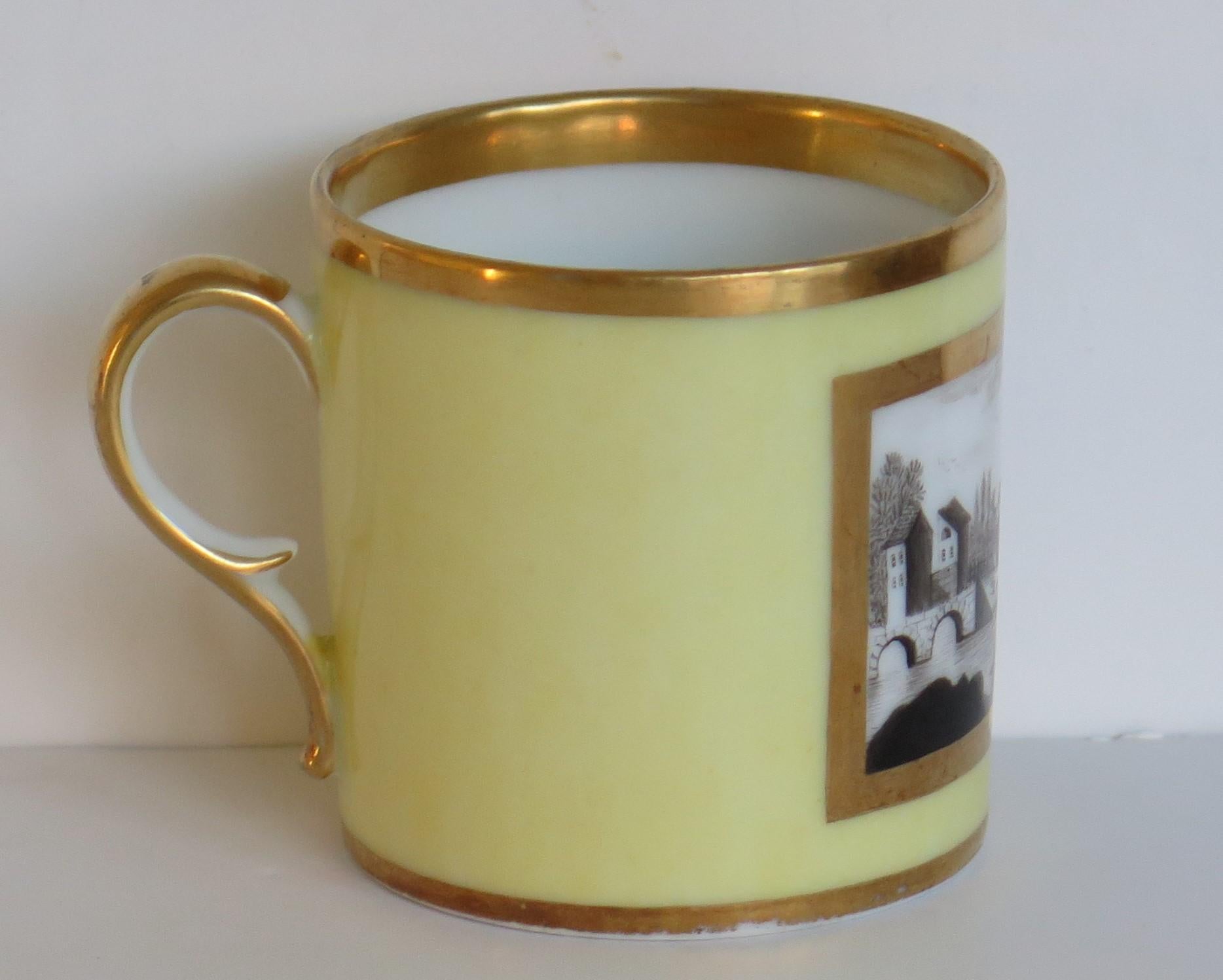 Canne à café et soucoupe en porcelaine de Paris Engrisaille, vers 1800 Bon état - En vente à Lincoln, Lincolnshire