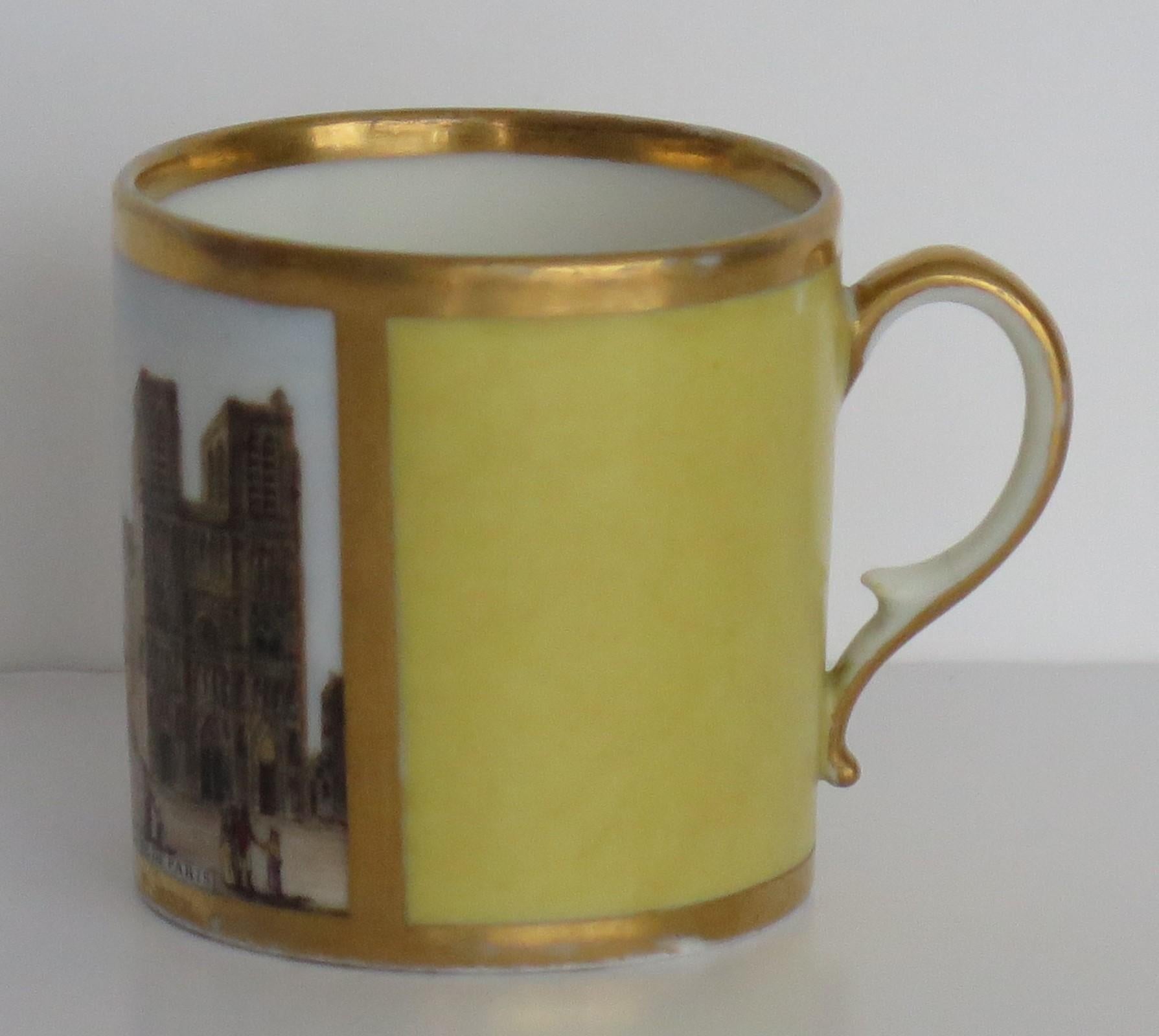 Fine Paris Porcelain Coffee Can Vue De Notredame De Paris, French Ca 1795 For Sale 3