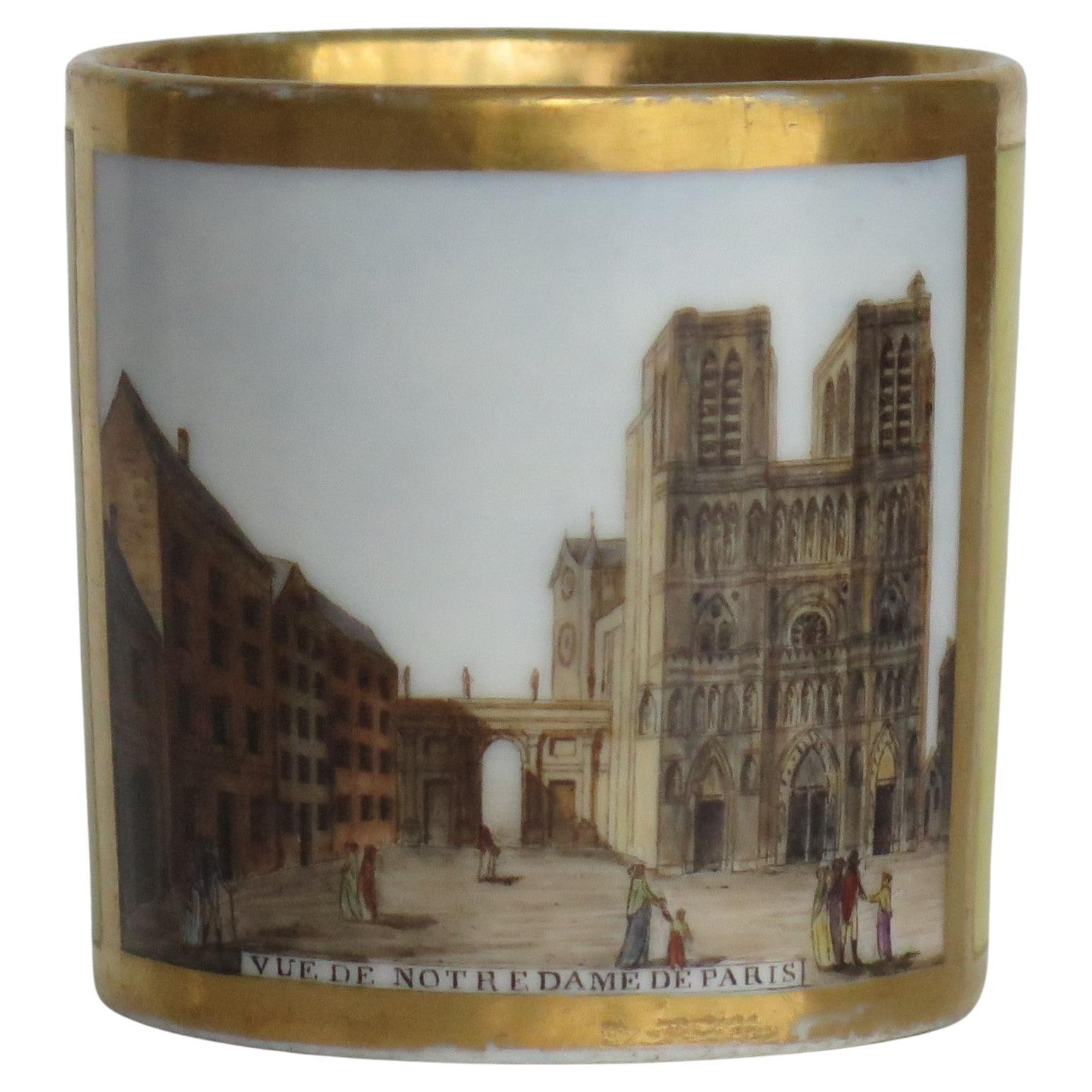 Fine Paris Porcelain Coffee Can Vue De Notredame De Paris, French Ca 1795 For Sale