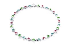 Leyser Collier en or blanc 18 carats avec pierres précieuses multicolores et diamants