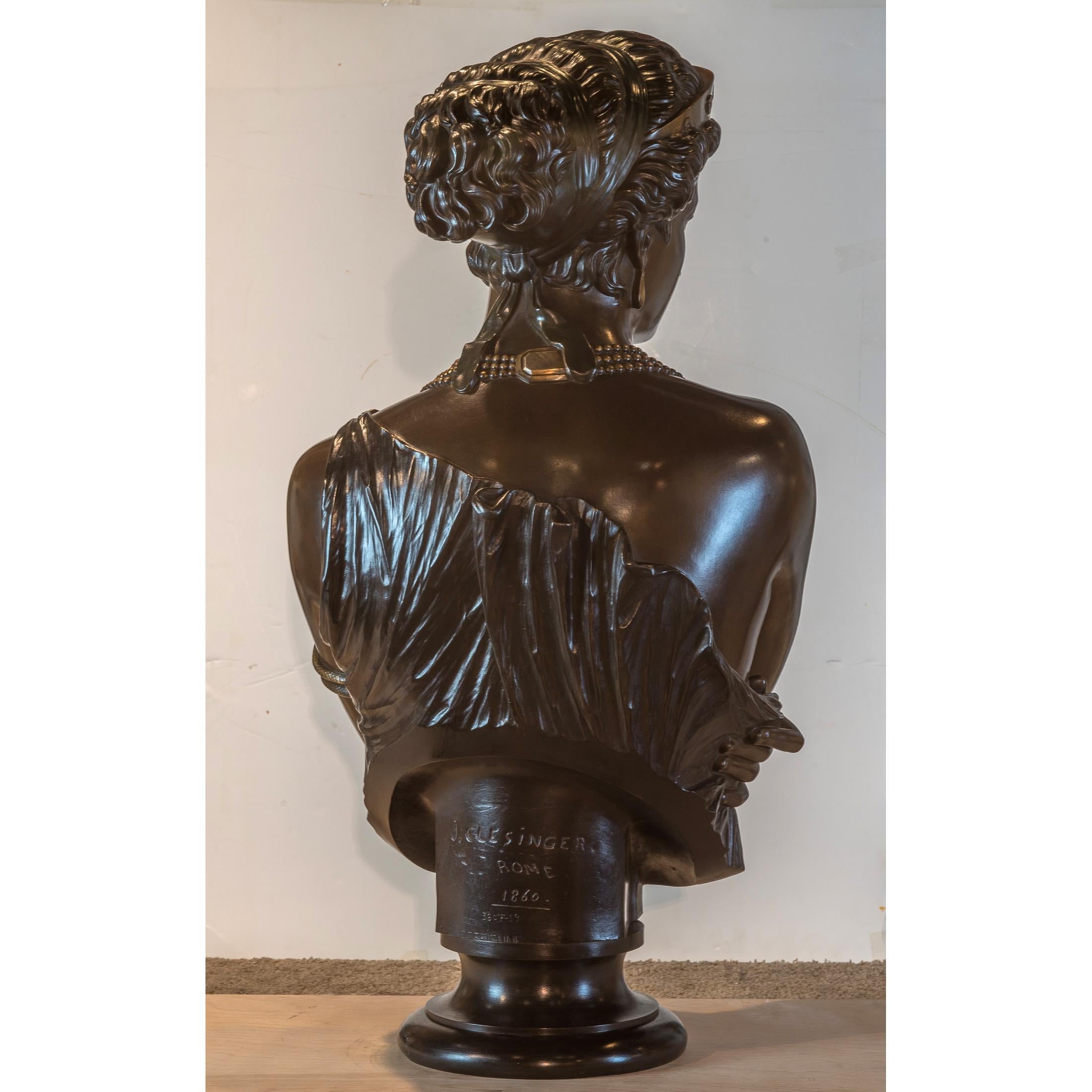 Fine Patinated Bronze Bust of Helen of Troy by Clésinger In Good Condition For Sale In New York, NY