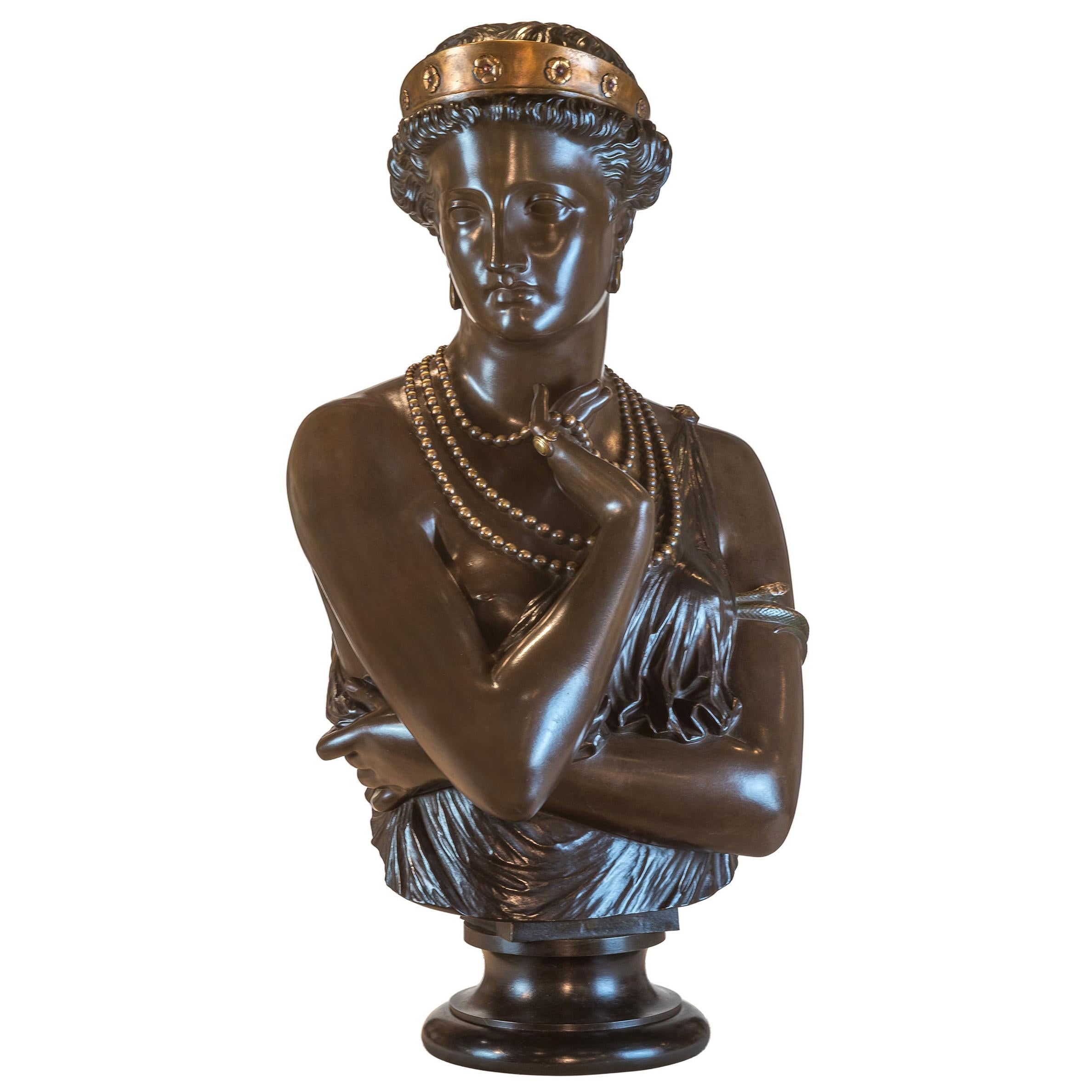 Fine Patinated Bronze Bust of Helen of Troy by Clésinger