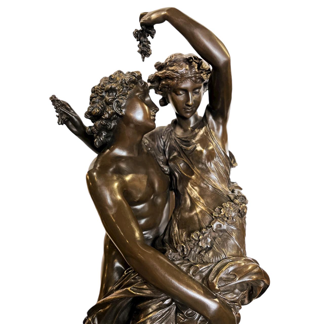 Bronze Fine Patinated bronze Flore et Zephyr by Mathurin Moreau For Sale