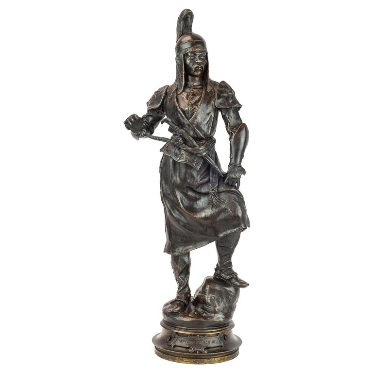 Fine Patinated Bronze Sculpture of a Manchu Tartar by Barye For Sale