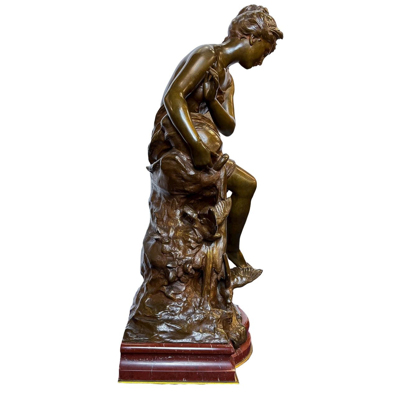 19th Century Fine Patinated Bronze Statue by Mathurin Moreau For Sale