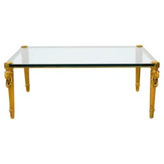 Fine P.E. Guerin Louis XVI Garland Rosette Fluted Legs Gilt Bronze Coffee Table