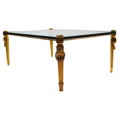 Fine P.E. Guerin Louis XVI Garland Rosette Fluted Legs Gilt Bronze Coffee Table