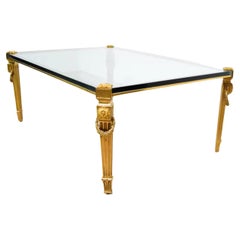 Fein P.E. Couchtisch Guerin Louis XVI, Garland Rosette, geriffelte Beine, vergoldete Bronze