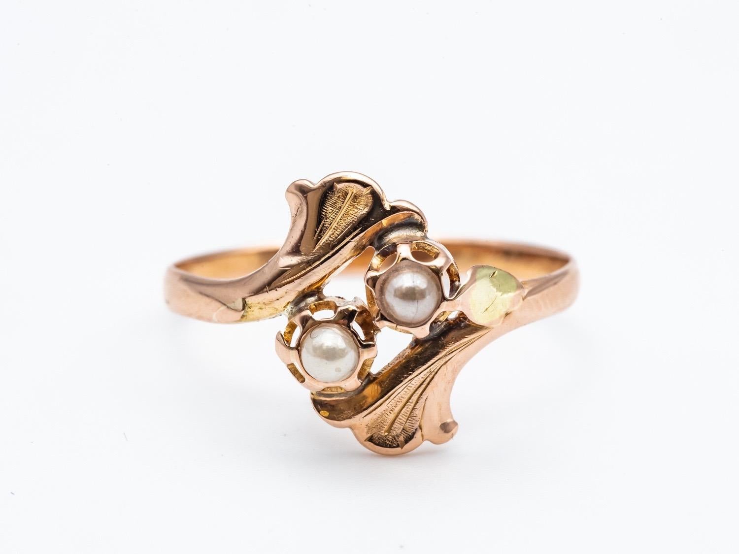 Women's  Fine Pearls Ring Yellow Gold 18 Karat For Sale