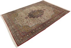 Fine Persian Ghom Rug, Floral Medallion Design, 10 ft x 7 ft