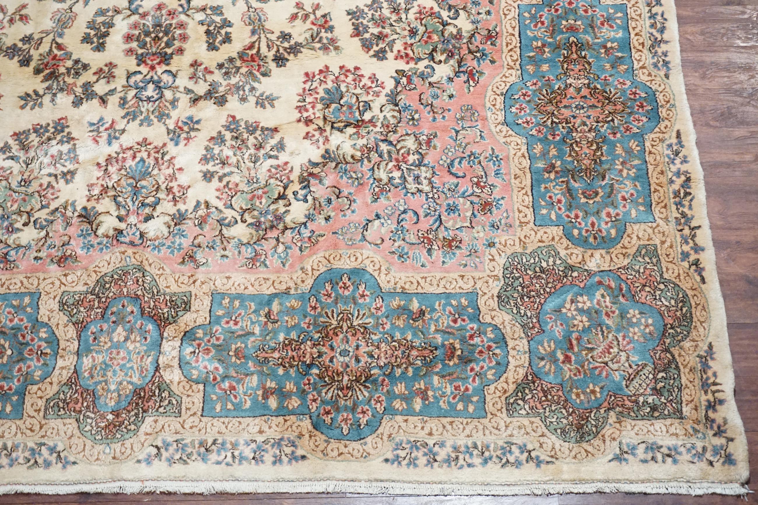 Wool Fine Persian Kerman Rug, circa 1960 For Sale